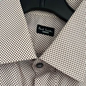 Paul Smith Men's Dot Pattern Shirt - Cream and Brown